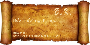 Bárány Kinga névjegykártya