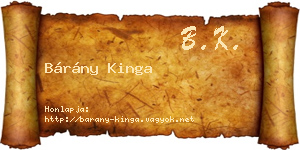 Bárány Kinga névjegykártya